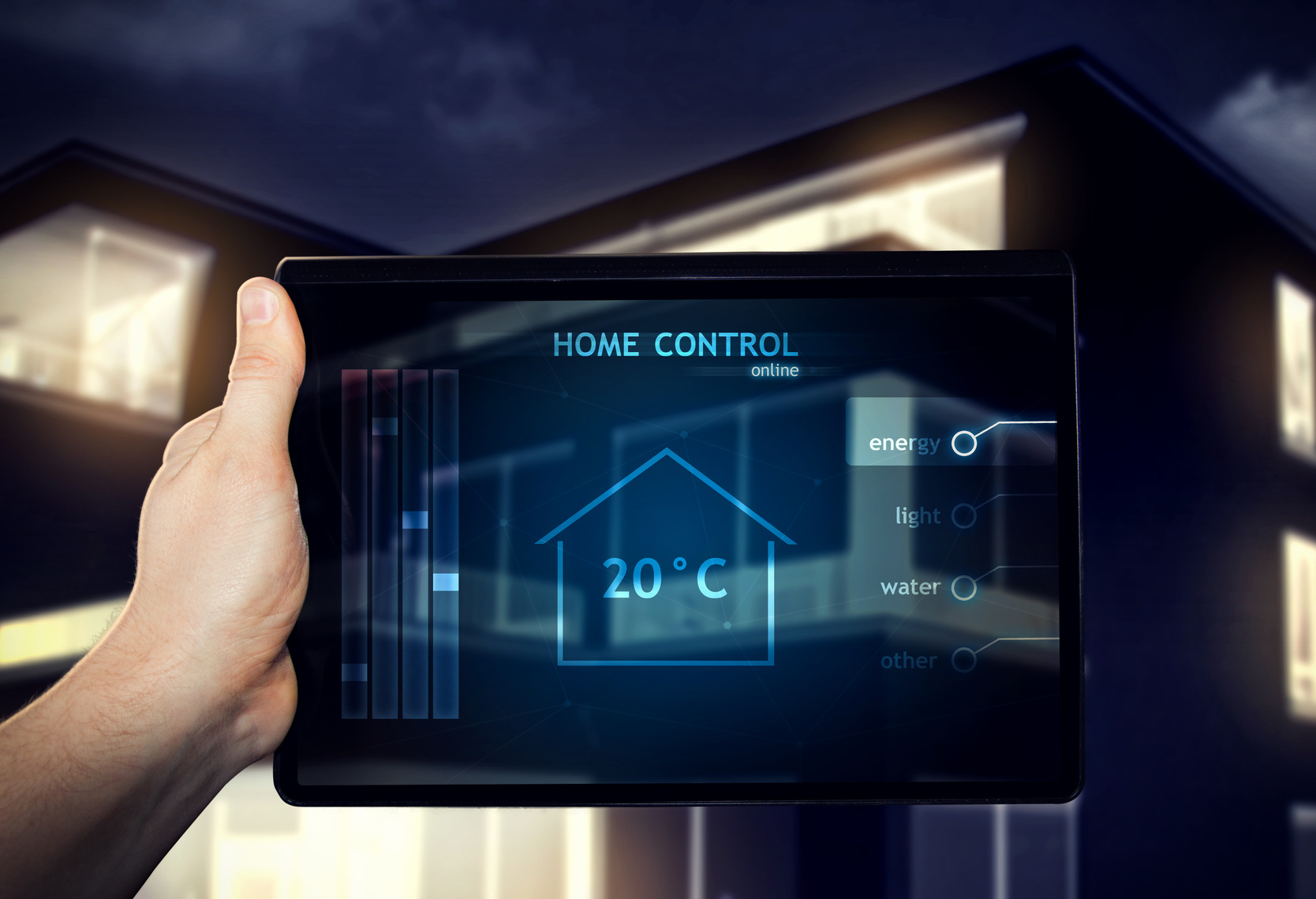 Tablet mit App "Home Control"; Kurtz Detektei Köln Objekt- und Sicherheitsanalyse, Köln Detektiv, Köln Privatdetektiv, Köln Detektivagentur